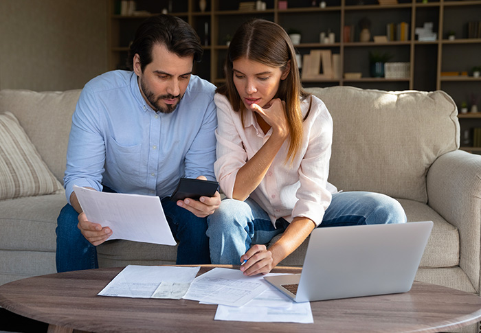 Couple making a budget