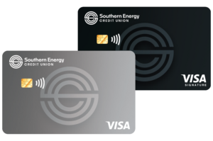 Two credit cards overlapping each other