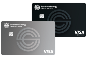 Two credit cards overlapping each other